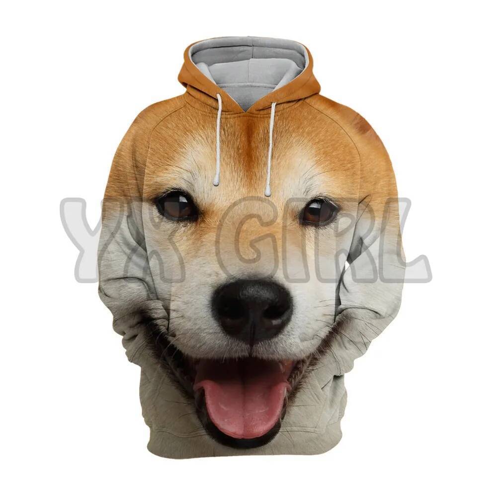 Animais Cães Shiba Inu Akita Sorriso 3D Impresso Hoodies Unisex Pullovers Engraçado Cão Com Capuz Casual Rua Agasalho
