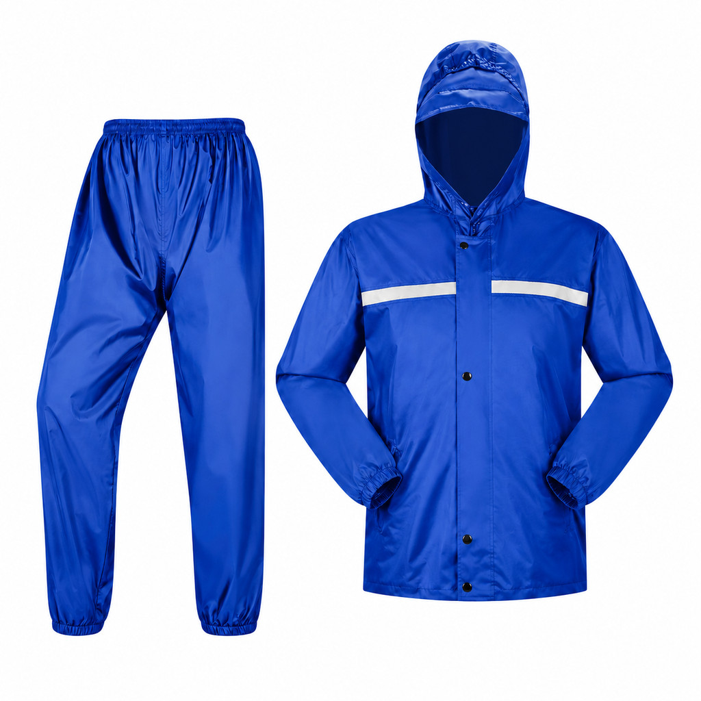 Capa de chuva impermeável para motoqueiros (com touca e viseira) 🔥 - Tamanho G, Cor Azul