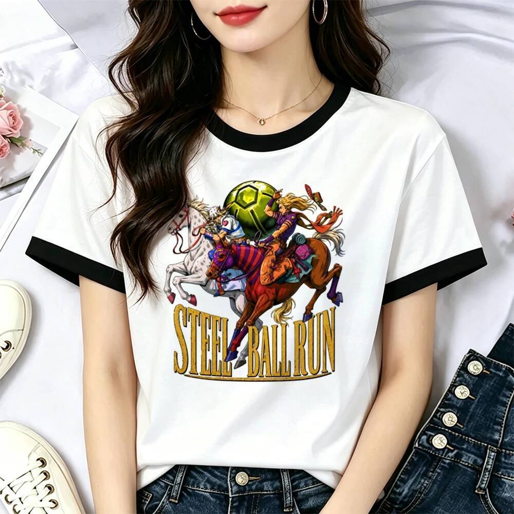 Jojo Steel Ball Run Camiseta shoujo Japonês Bonito kawaii anime Gótico Camisa Estética baddie Gráfico cutecore