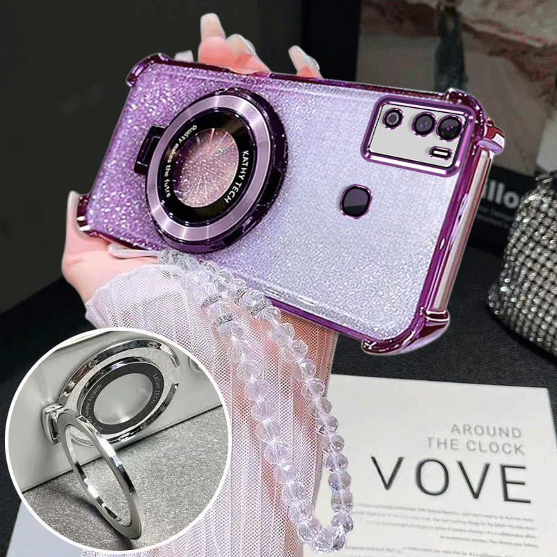 Capa Para Infinix Hot 9 Play 10 11 CD Padrão Dobrável Suporte Telefone Preguiçoso , De anti-Queda Com glitter Gradiente