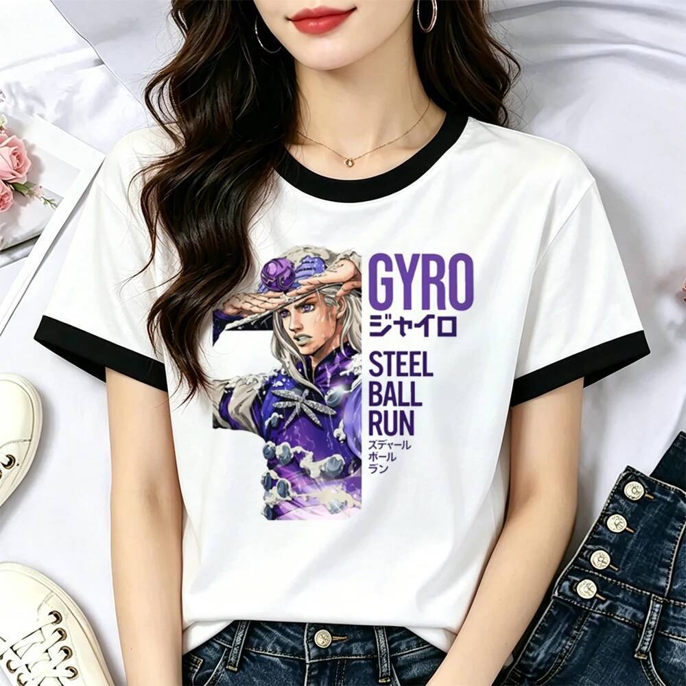 Jojo Steel Ball Run Camisa Menina cutecore Estética Japão Jjifuku Liquidação Vendas Camiseta Japonês Retro gyaru Gráfico