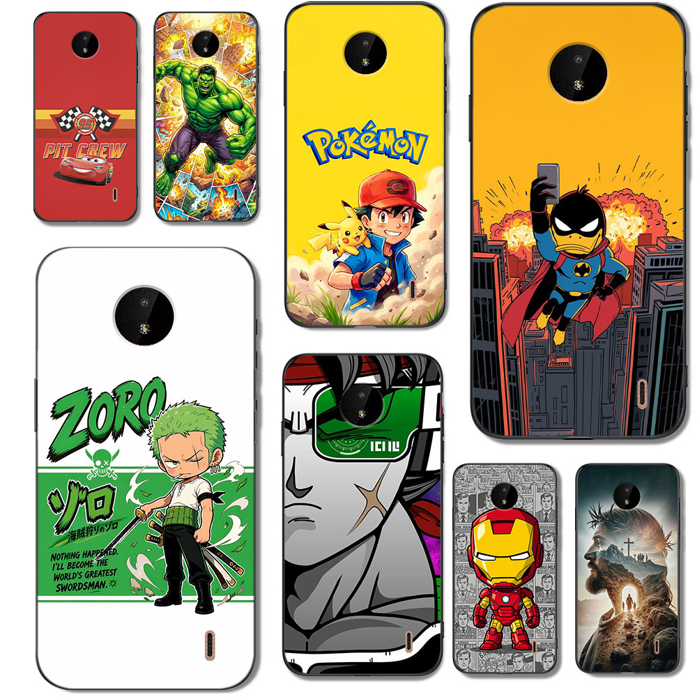 Capa Para nokia c20 Traseira De Telefone Silicone Macio Preto Tpu Jesus Batman Zoro Anime