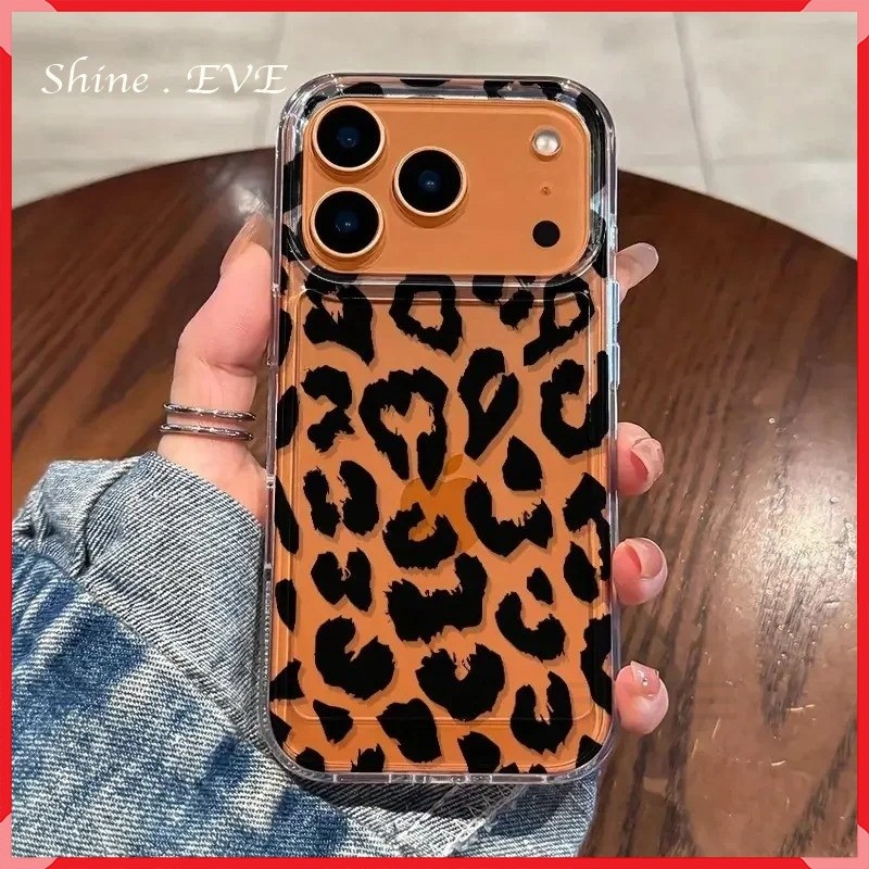 Capinha Transparente Macia Leopardo Preto Impresso Para iPhone 7 8 X XR XS Max 11 12 13 14 15 16 17 Pro Max Plus