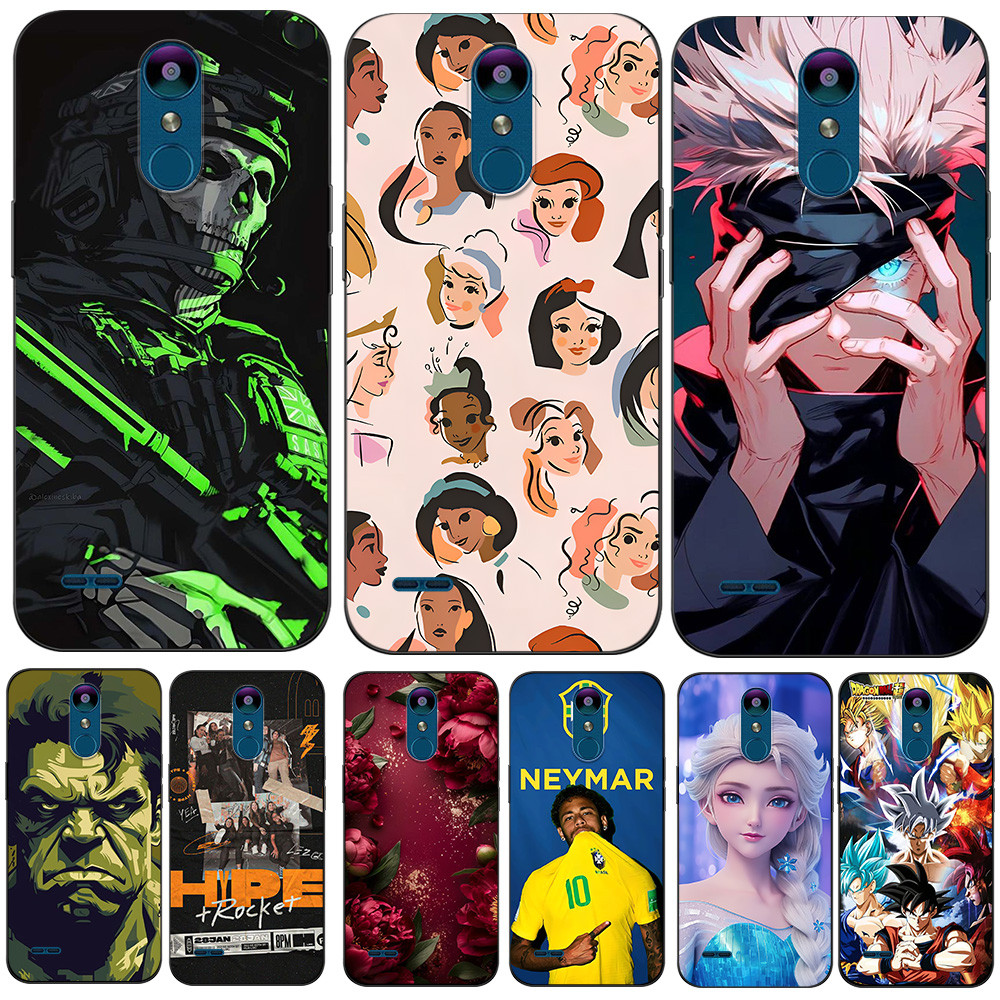 Capa Para LG K8 2018 thinQ Traseira De Telefone Silicone Macio Preto Tpu Flor Árvore Famoso Jogador De Futebol