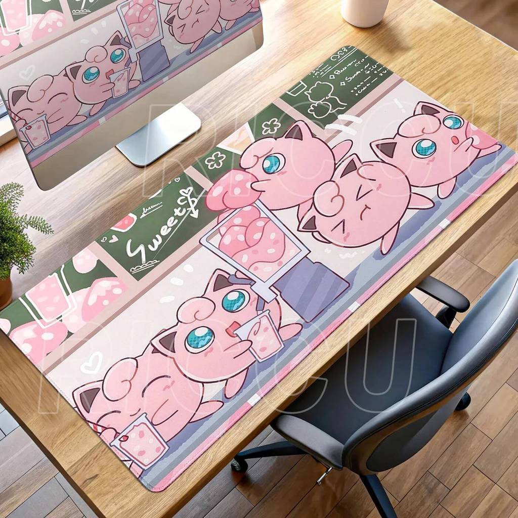 Kawaii Rosa Teclado Pad Clefairy Anime Gamer PC Gabinete Mouse Pokemon Jigglypuff Mousepad Portátil DeskMat E-Sports Mou