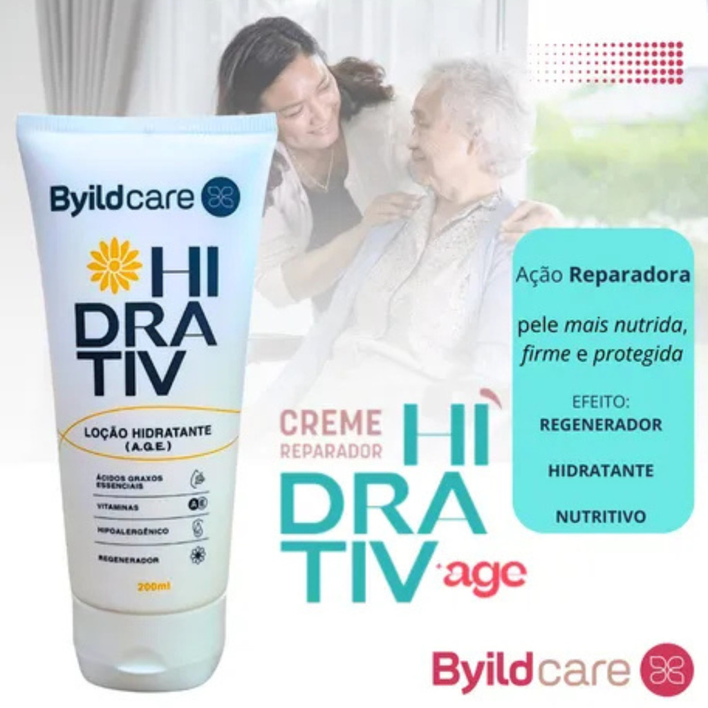 LOÇÃO HIDRATANTE REGENERATIVA ESTIMULANTE ESTÉTICA A.G.E HIDRATIV 200mL - BYILDCARE