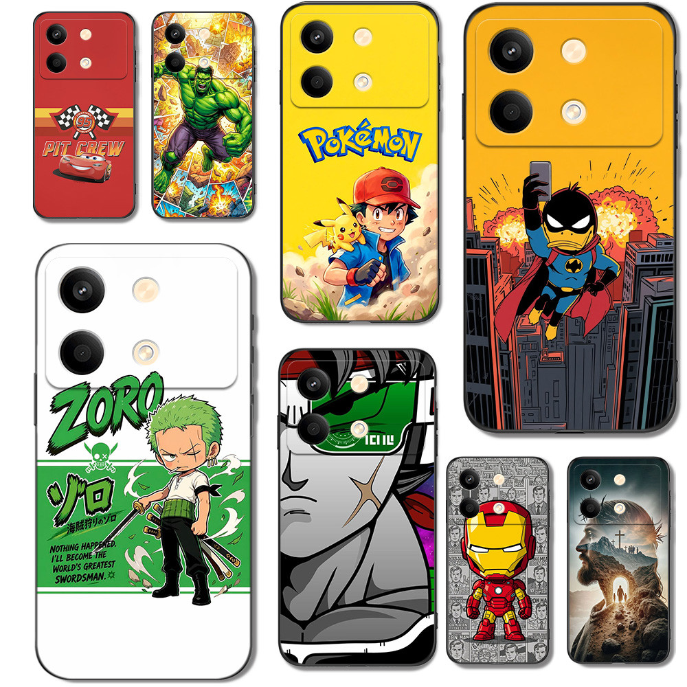 Para Poco X6 NEO Xiaomi Redmi Nota 13R PRO Caso Capa De Telefone Preto Tpu Jesus Batman Zoro Anime