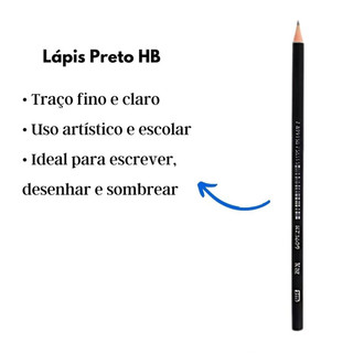 Kit 02 Lápis de Escrever Preto Corpo Redondo HB Nº2