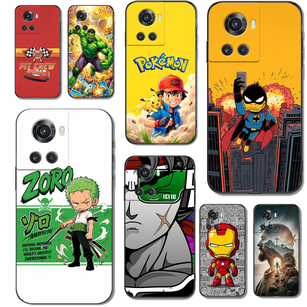 Capa Para oneplus 10R ACE 5G Protetora De Silicone Macio Preto Tpu Jesus Batman Zoro Anime