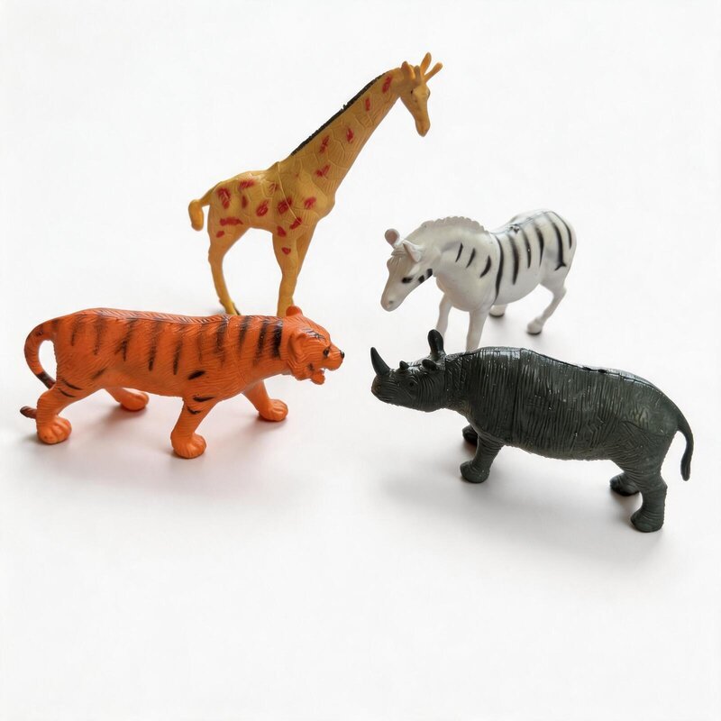 Kit 4 Animais Selvagens Emborrachados Grandes