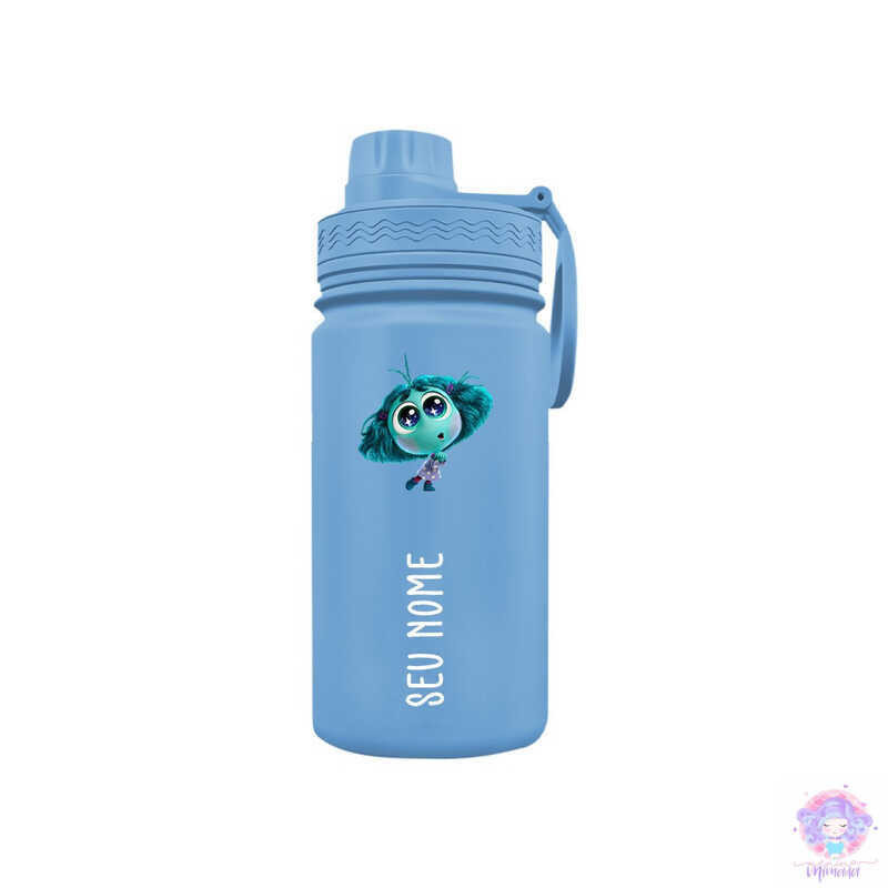 Divertidamente Inveja - Garrafa Térmica Fresh Com Alça Personalizada Infantil com Seu Nome 350ml 550ml 600ml