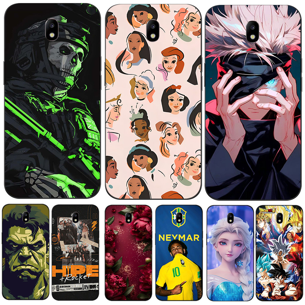 Capa Para Samsung Galaxy J5 J3 J7 2017 J330 J530 J730 Traseira De Telefone Silicone Macio Preto Tpu Flor Árvore Famoso J