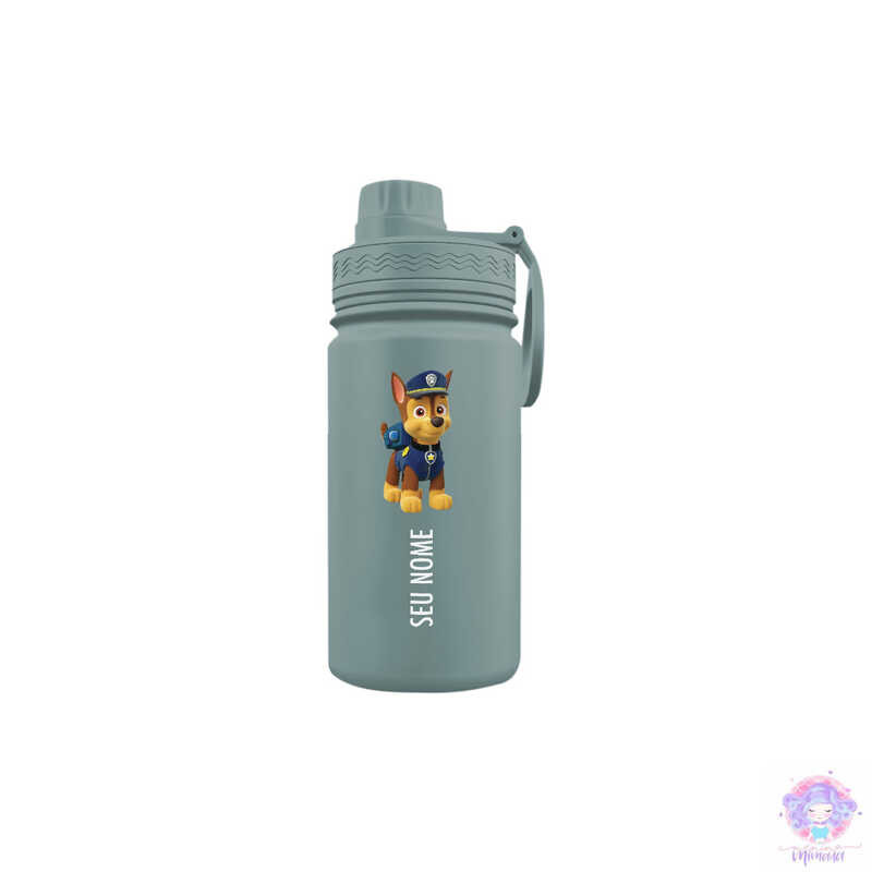 Chase Patrulha Canina - Garrafa Térmica Fresh Com Alça Personalizada 350ml 550ml 600ml Infantil com Seu Nome
