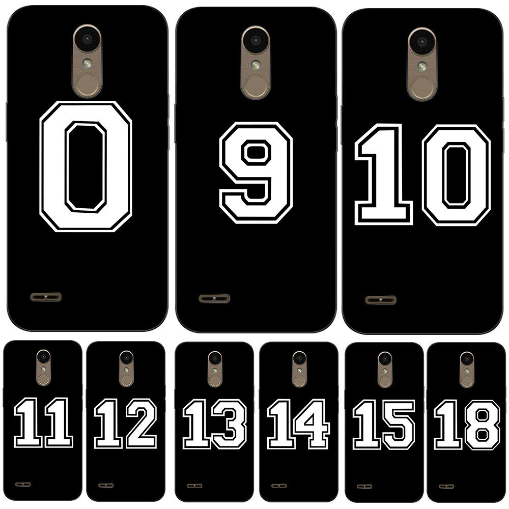 Capa Para LG K10 2018 thinQ Traseira De Telefone Silicone Macio Preto Tpu Futebol Número Da Sorte