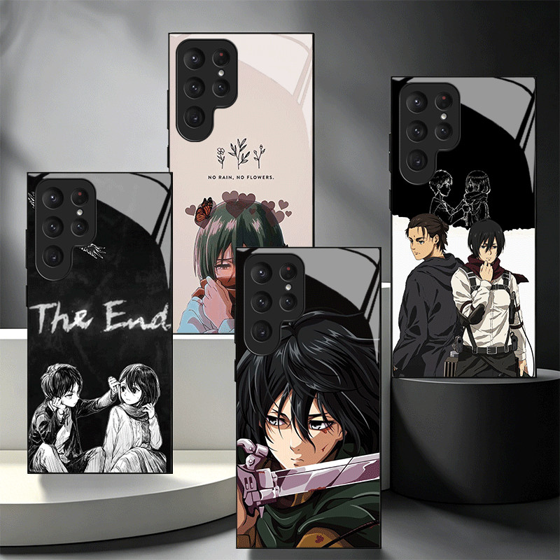 Ataque Em Titã Mikasa Caso De Telefone Vidro Para Samsung Galaxy S26 S25 S24 S23 Ultra Borda S22 S21 Plus S20 FE Capa