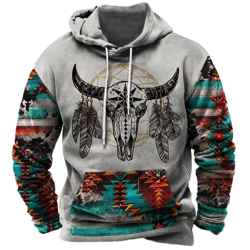 Estilo Étnico Indiano Hoodies Impressão 3D Homem Mulher Retro Oversized Streetwear Y2k Pullovers Com Capuz Camisolas Cri