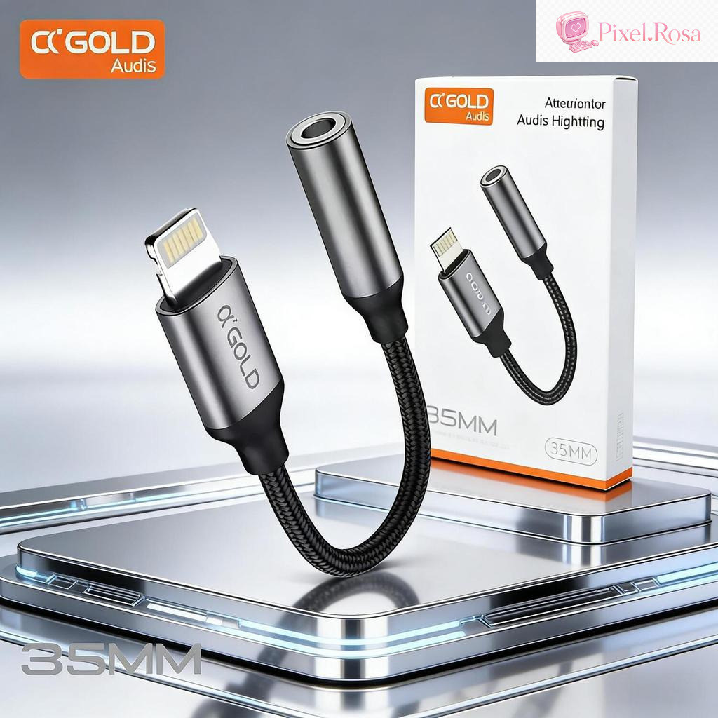 Cabo A'Gold Lightning para Fone com Entrada 3.5mm | CBA-12 - Para Dispositivos iOS Pixel.Rosa