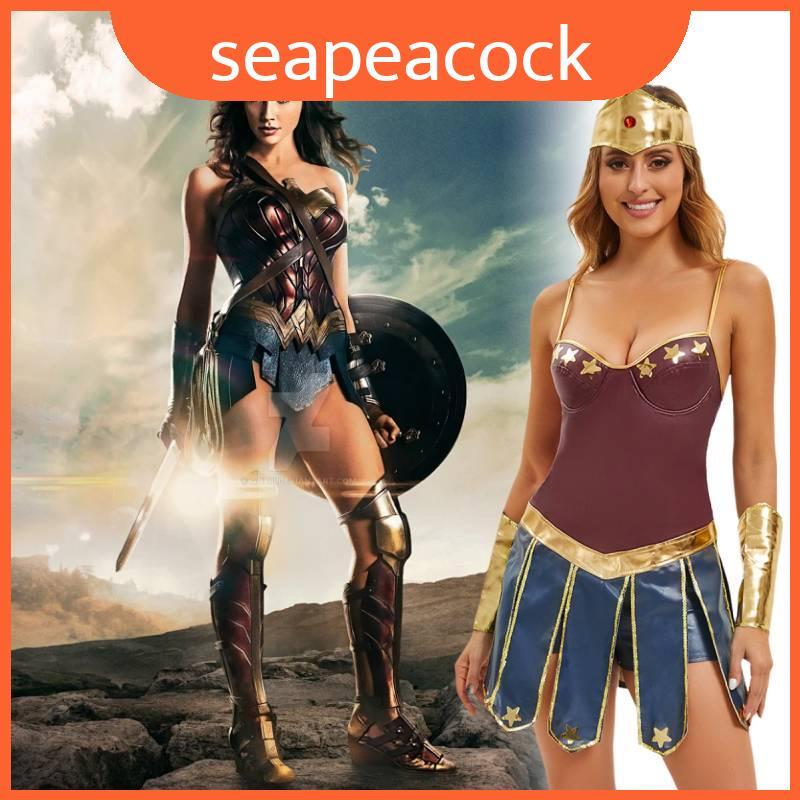 Vestido De Mulher Maravilha Lindamente Trabalhada Com Acessórios Ideais Para Apresentações Em Palco