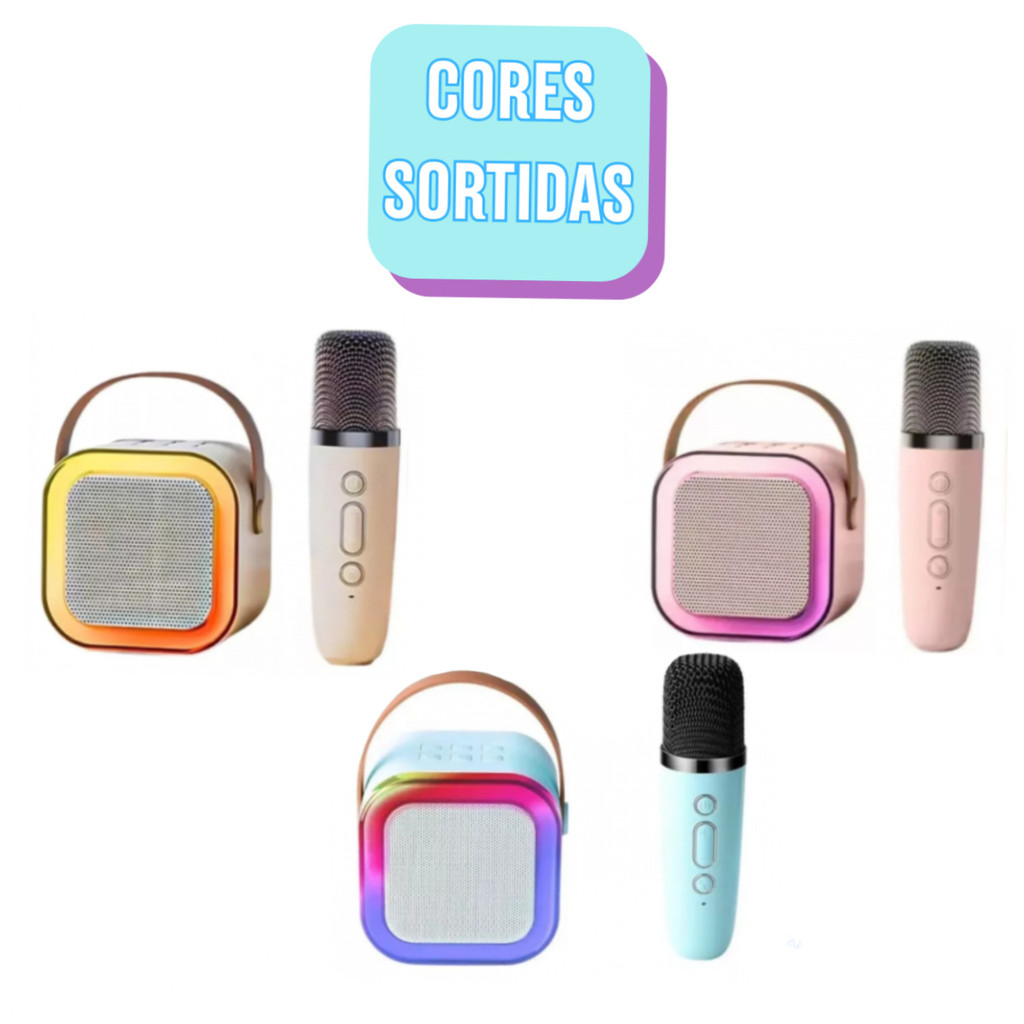 CAIXA DE SOM BLUETOOTH KARAOKÊ PORTÁTIL COM MICROFONE LED RGB RECARREGÁVEL SOM POTENTE PARA FESTAS E LAZER