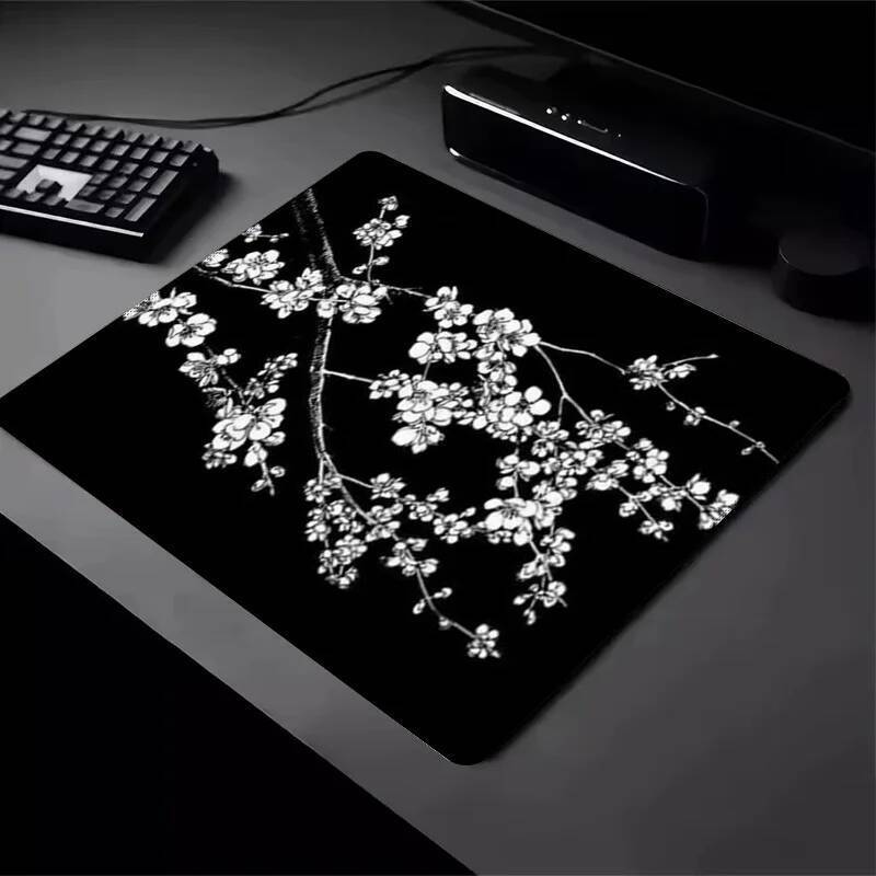 Sakura Pequeno Escritório Mouse Pad Decorativo Tapete De Mesa Acessórios Do Computador Portátil Preto Antiderrapante Bor