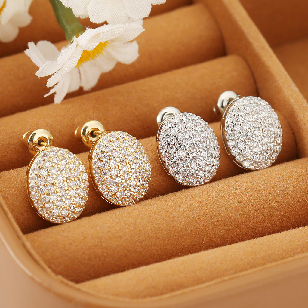 VIVIANE Europeu Americano Exagerado Brincos Oval Pavé Diamante Brincos Únicos All-Match Brincos Clássicos Moda Brincos F