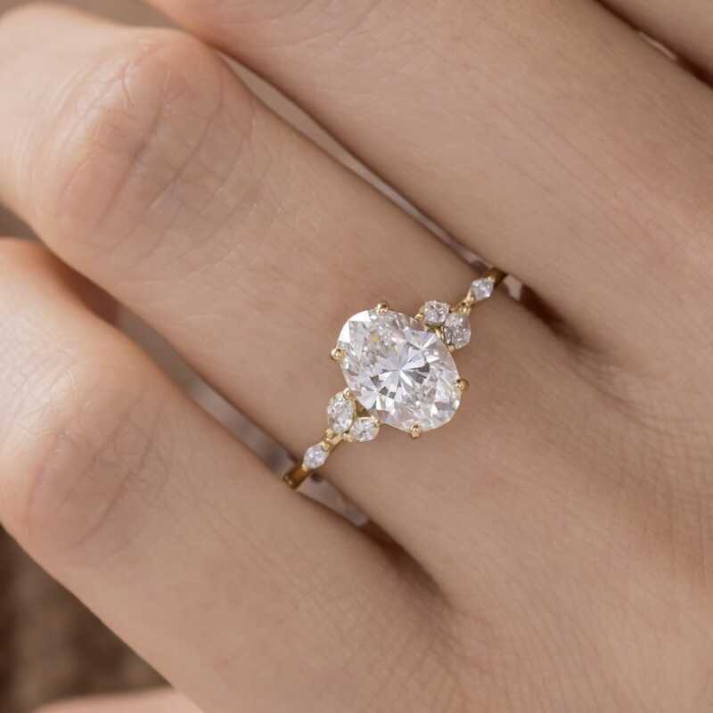 Lindo anel novo estilo em forma de ovo anel de diamante moda ins quilate Super Flash diamante anel de noivado de casamen