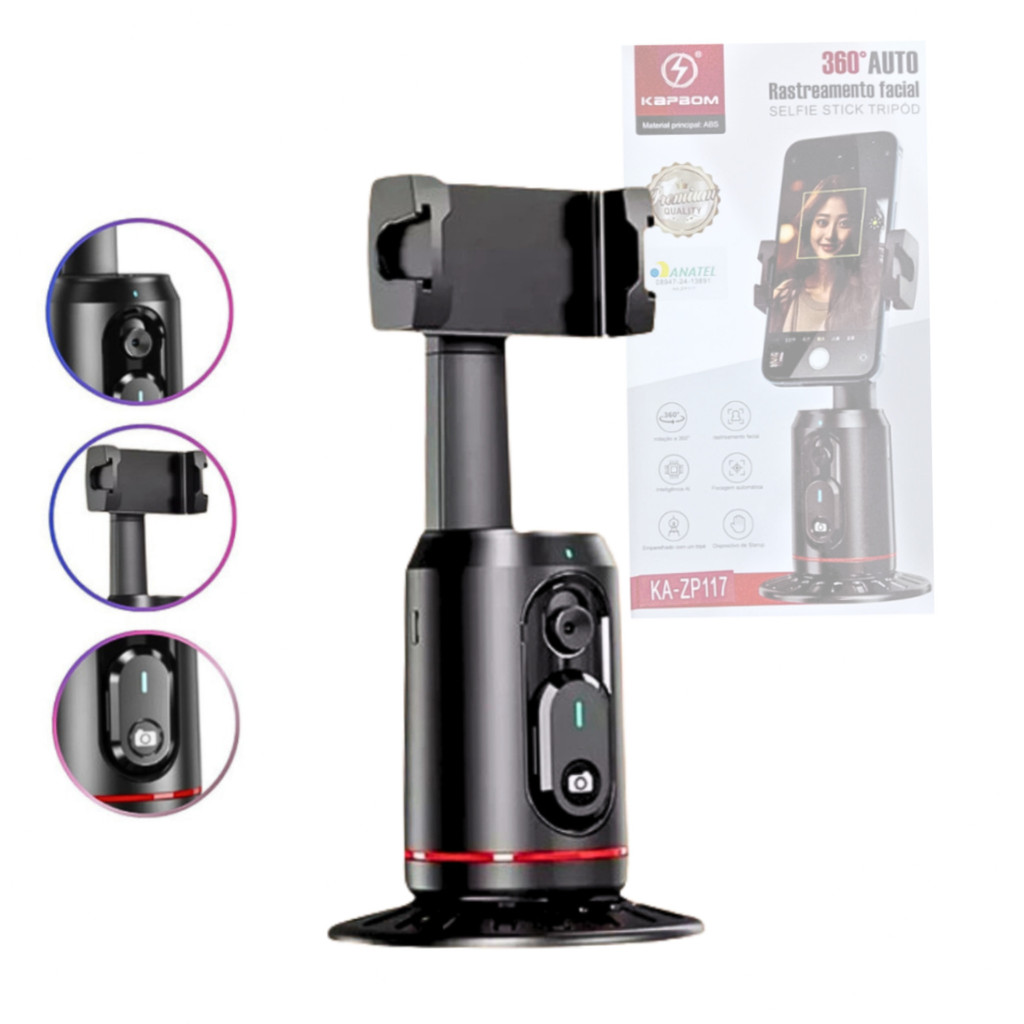 Suporte Celular com Rastreamento Facial 360º Selfie Stick Tripod