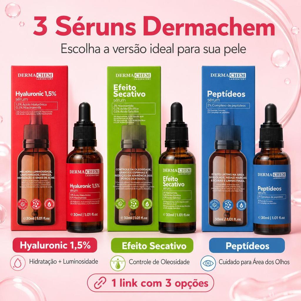 Sérum Peptídeos Dermachem 30ml Efeito Lifting Anti Olheiras e Linhas Finas
