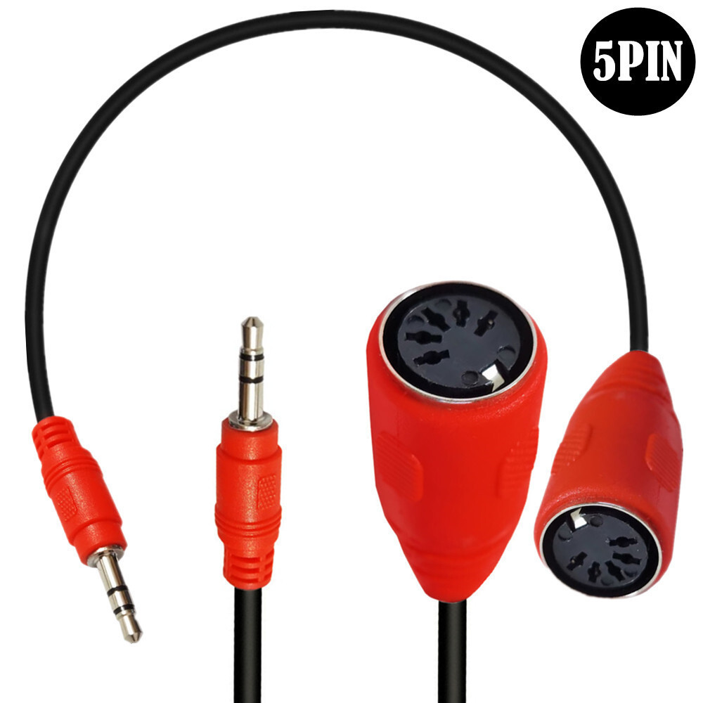 MIDI para TRS 3.5 mm macho para DIN 5P fêmea plugue de áudio para cabo adaptador de áudio MIDI