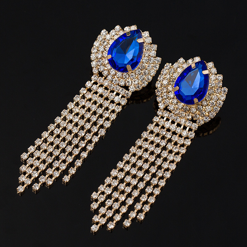 R RUBY * 2026 Versão Coreana Brincos Generosos Elegantes Brincos de Borla de Diamante Cheio Brincos de Diamante e075