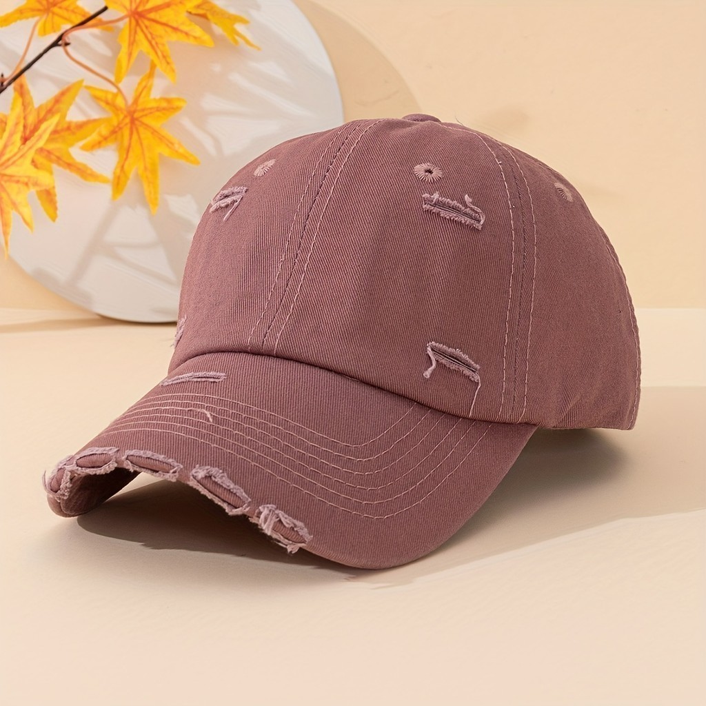 Trendy Women Baseball Cap with Breathable Sun Protection and Ripped Edges for Women & Men&*-*&-**&*&- em Oferta na Shopee