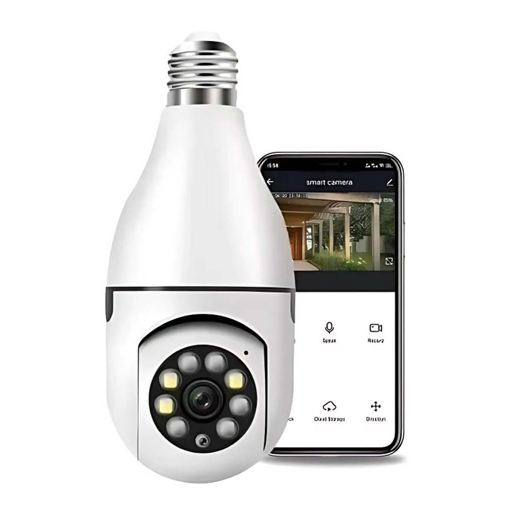 1 UNIDADE - Câmera Lâmpada de Segurança Vigilância IP Wi-Fi 360° Visão Noturna FullHD Bivolt