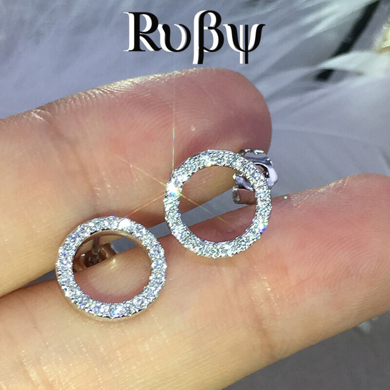 Ruby * versão coreana ins estilo legal brincos temperamento oco círculo zircão brincos moda brincos de diamante completo