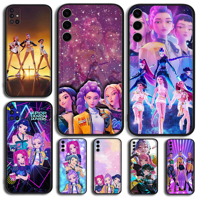Para Samsung A32 A33 A34 A35 A50 A50S A30S A51 A52 A52S A53 A54 Anime KPop Demônio Caçadores 7Y20 Preto TPU Macio Silico