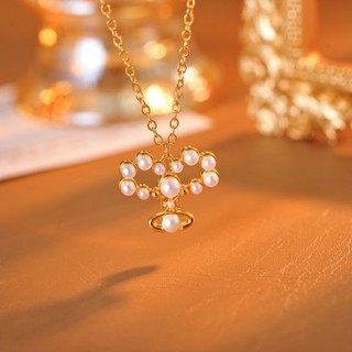 20 colar colar de ouro Real galvanoplastia pérola arco saturno colar High-End temperamento camisola corrente