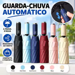 Guarda Chuva Automático Abre E Fecha Reforçado Contra Vento Proteção Solar Blackout
