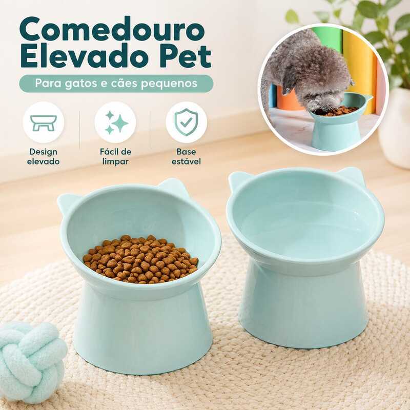 Kit 3 Comedouro Bebedouro Pet Elevado Anti Engasgo para Cachorro e Gato