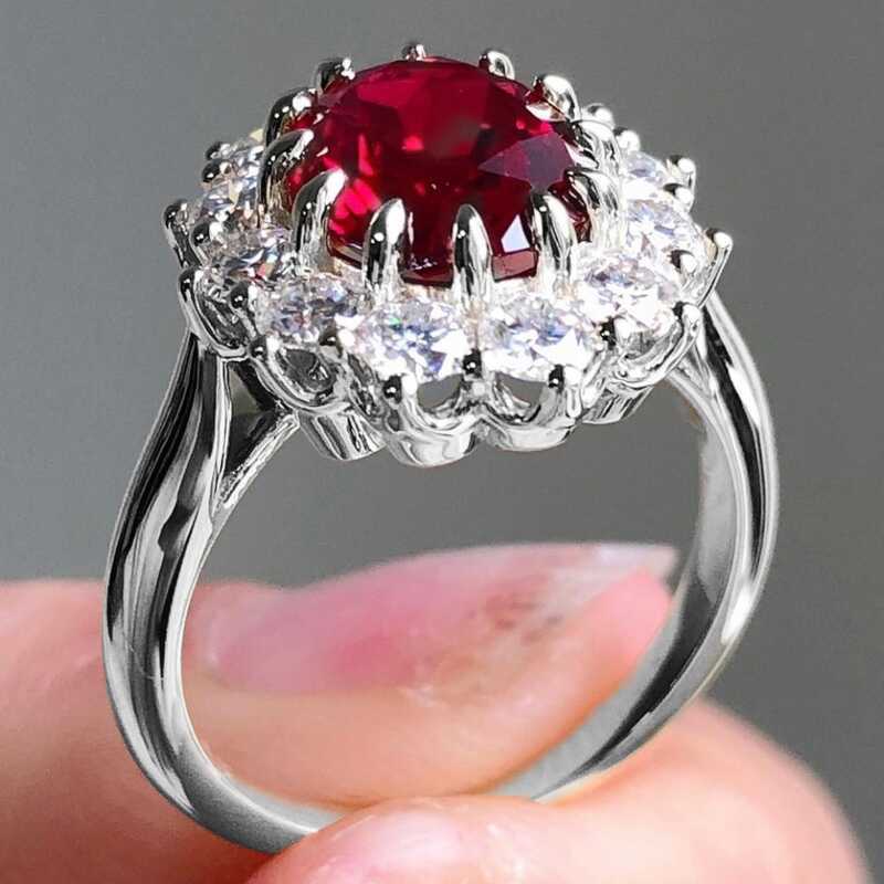 Lindo anel novo estilo rubi anel moda simples senhoras jóias de diamante casamento anel de diamante presente para namora