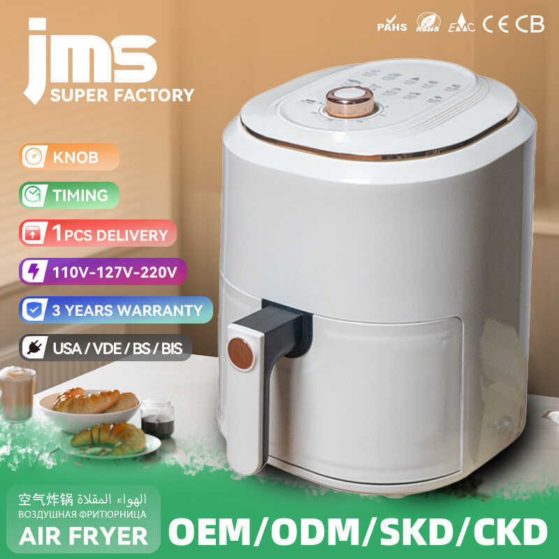 Fritadeira de ar branca 7,5L mecânica JMS SUPER FACTORY com botão central de controle