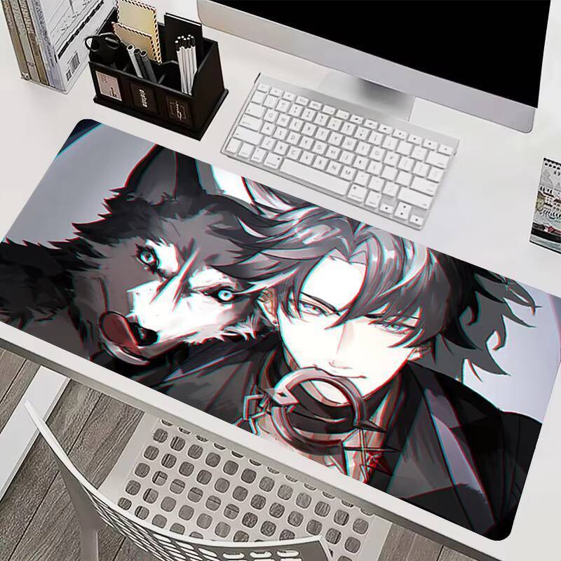 Gaming Mouse Pad XXL Acessórios De Computador Antiderrapante Teclado Borda Branco G-genshin Impacto Wriothesley E-sports