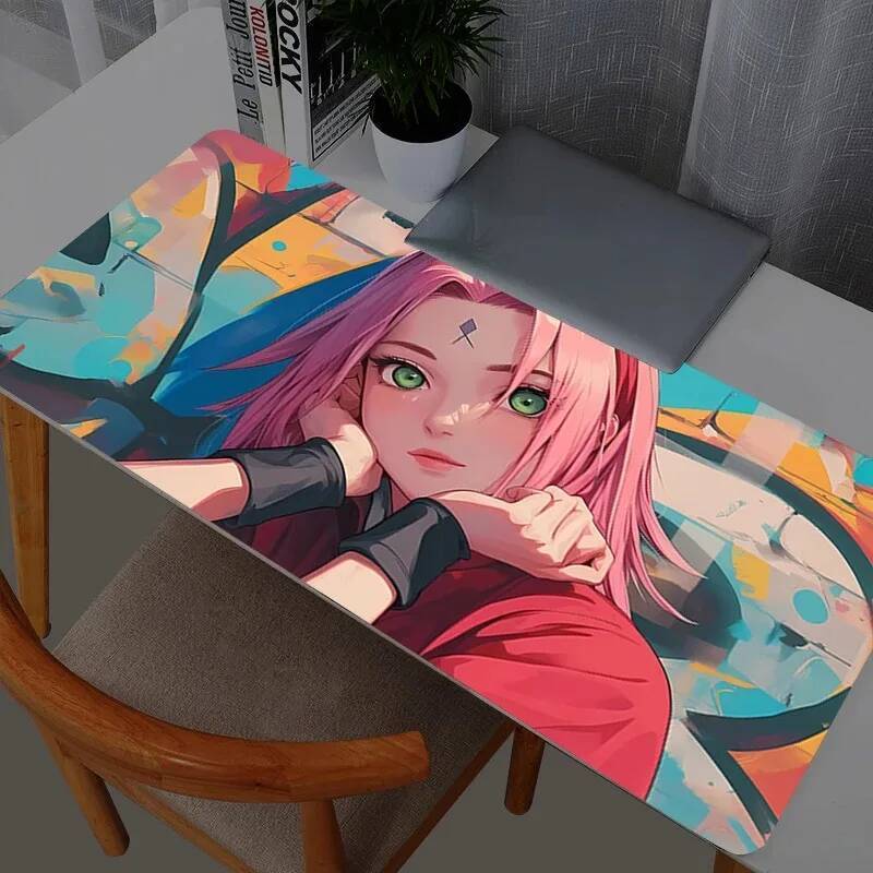 Sakura Haruno Mouse Pad Anime Pads Acessórios De Jogos Mousepad Gamer PC Completo Teclado De Computador Tapete De Mesa V