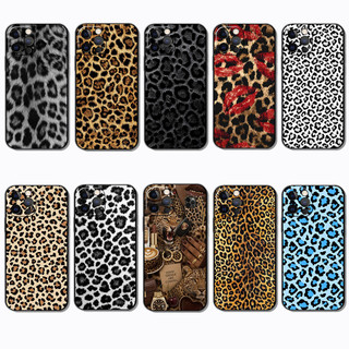 Capa De Telefone Preta Macia E Elegante Para iPhone 14 15 Plus 15 16 Pro Max Pele De Leopardo