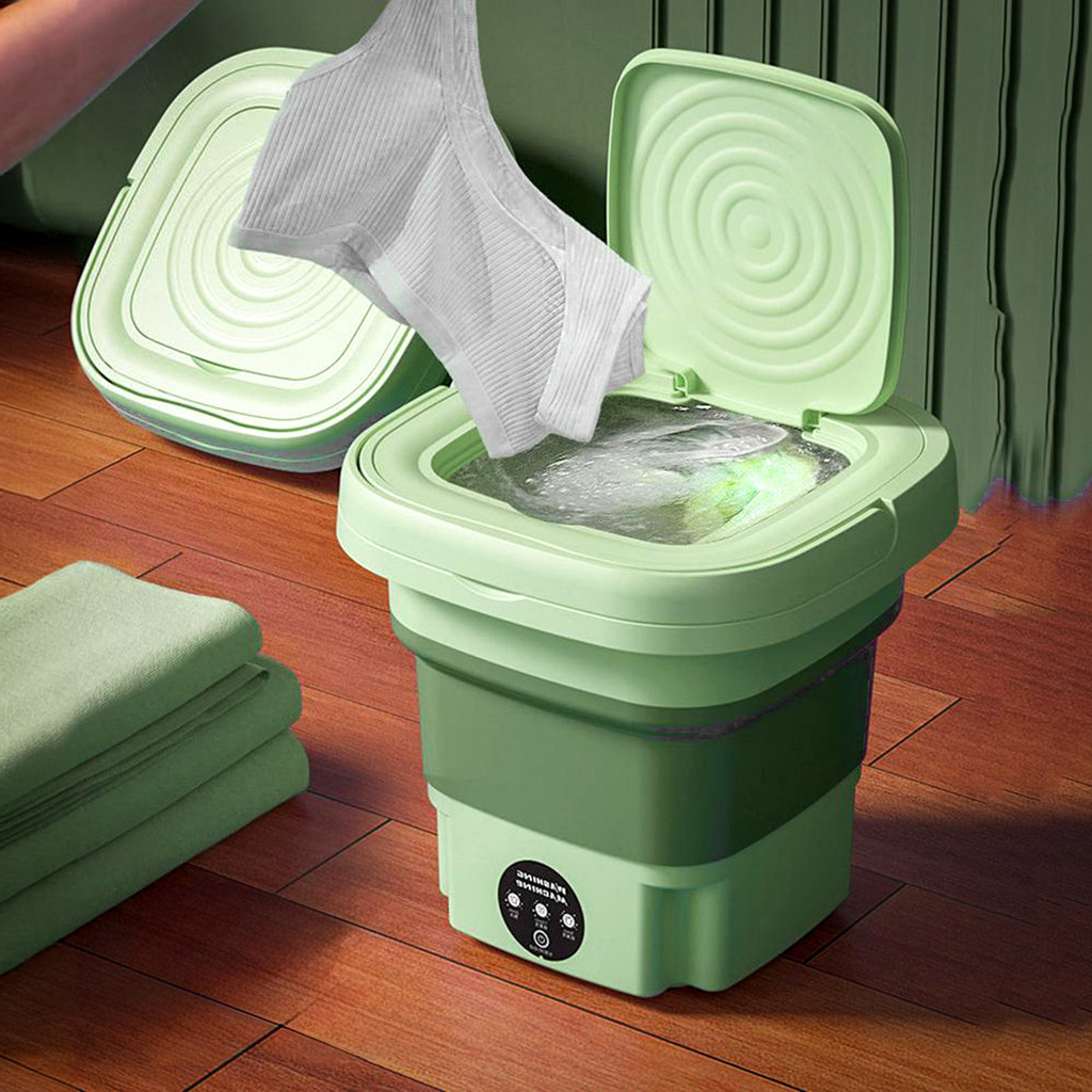 Mini Máquina de Lavar Dobrável 6,5L Portátil Verde