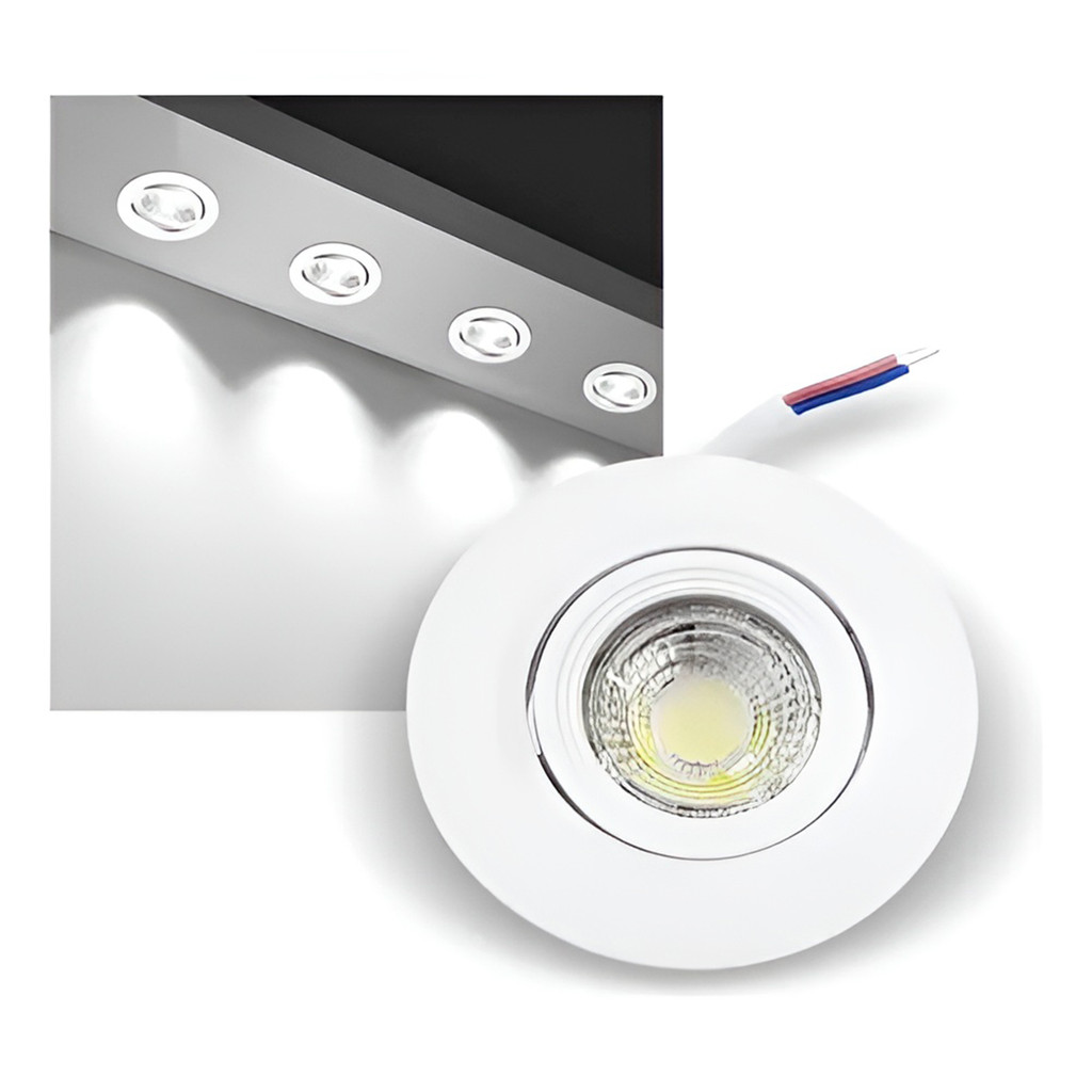 JS Luminária Spot Luz LED Redondo Luz Fria Iluminação 3W