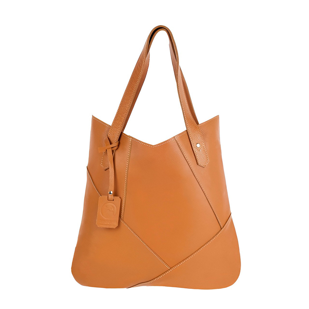 JS Bolsa de Ombro Couro Legítimo Modelo Maria Elegante Modelo:Caramelo