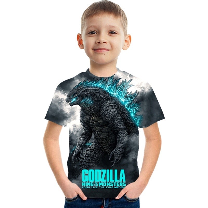 2021 Godzilla : Rei Dos Monstros Legal Crianças Moda Camiseta Impressão 3D Casual Meninos E Meninas De Manga Curta Camis