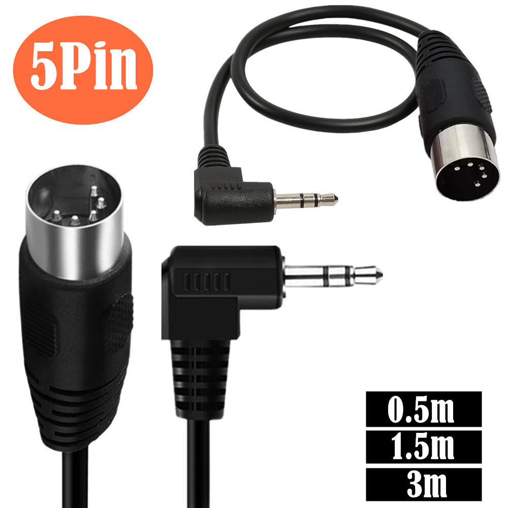 Plugue de áudio de cotovelo de 3.5 mm e 90 para cabo adaptador MIDI de 5 núcleos Saída de áudio de computador MIDI5-Core