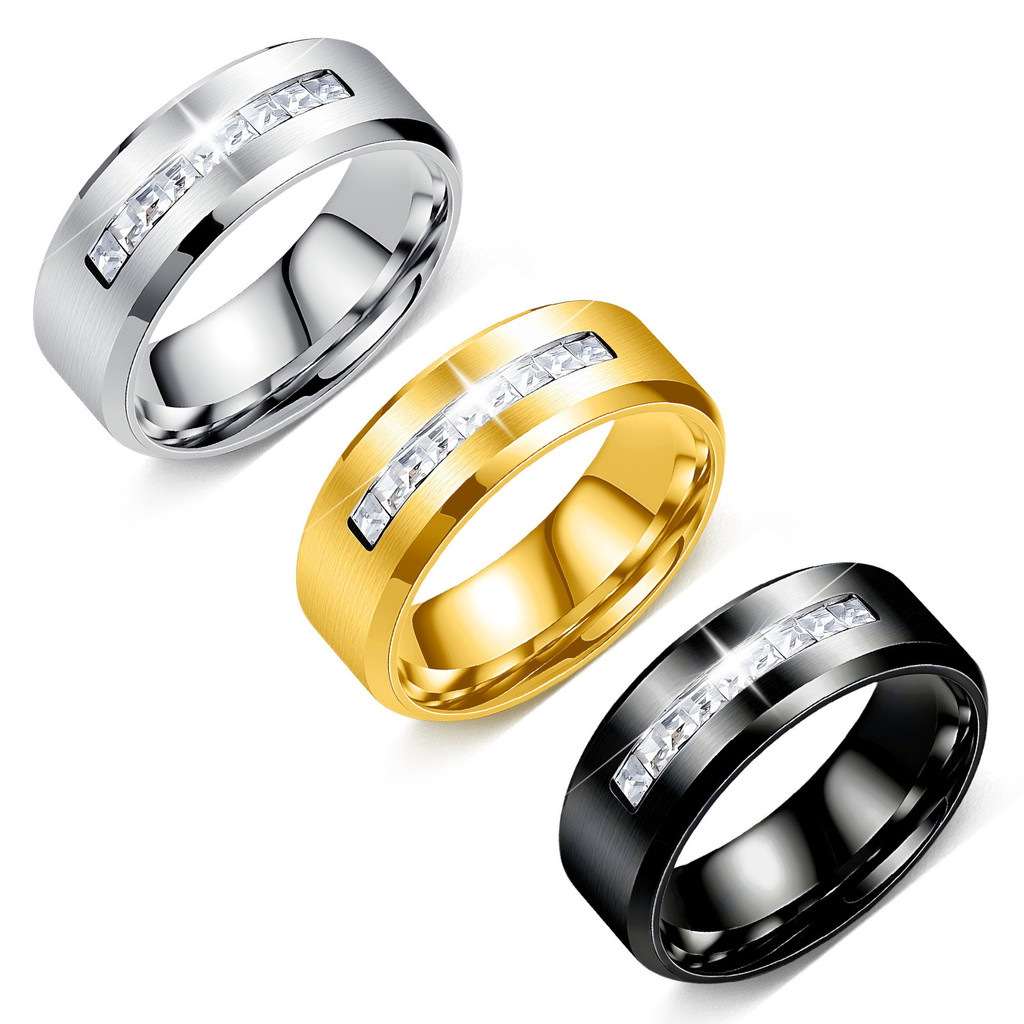 R RUBY Anel de aço de titânio meio anel de descompressão de nicho de diamante anel giratório estilo moderno anel de casa