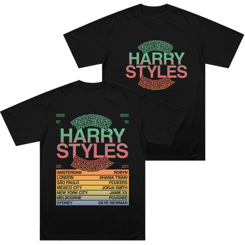 HarryStyle Together Tour 2026 Camisetas Crewneck Algodão Confortável Camiseta Manga Curta Moda Feminina Roupas Masculina