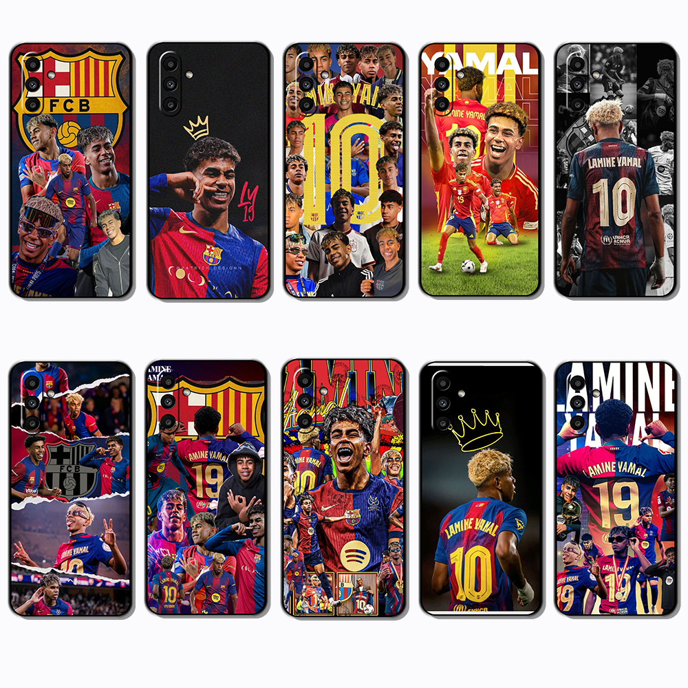 Moda Macio Preto Caso De Telefone Para Samsung Galaxy A05S A14 A15 A16 A17 A24 A34 A35 A54 A55 Lamine Yamal caseg